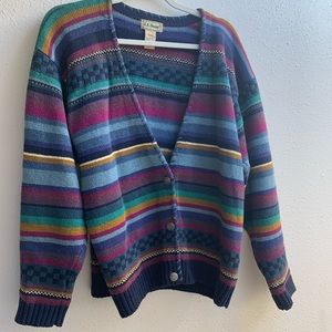 Vintage LL Bean multicolor cardigan size large